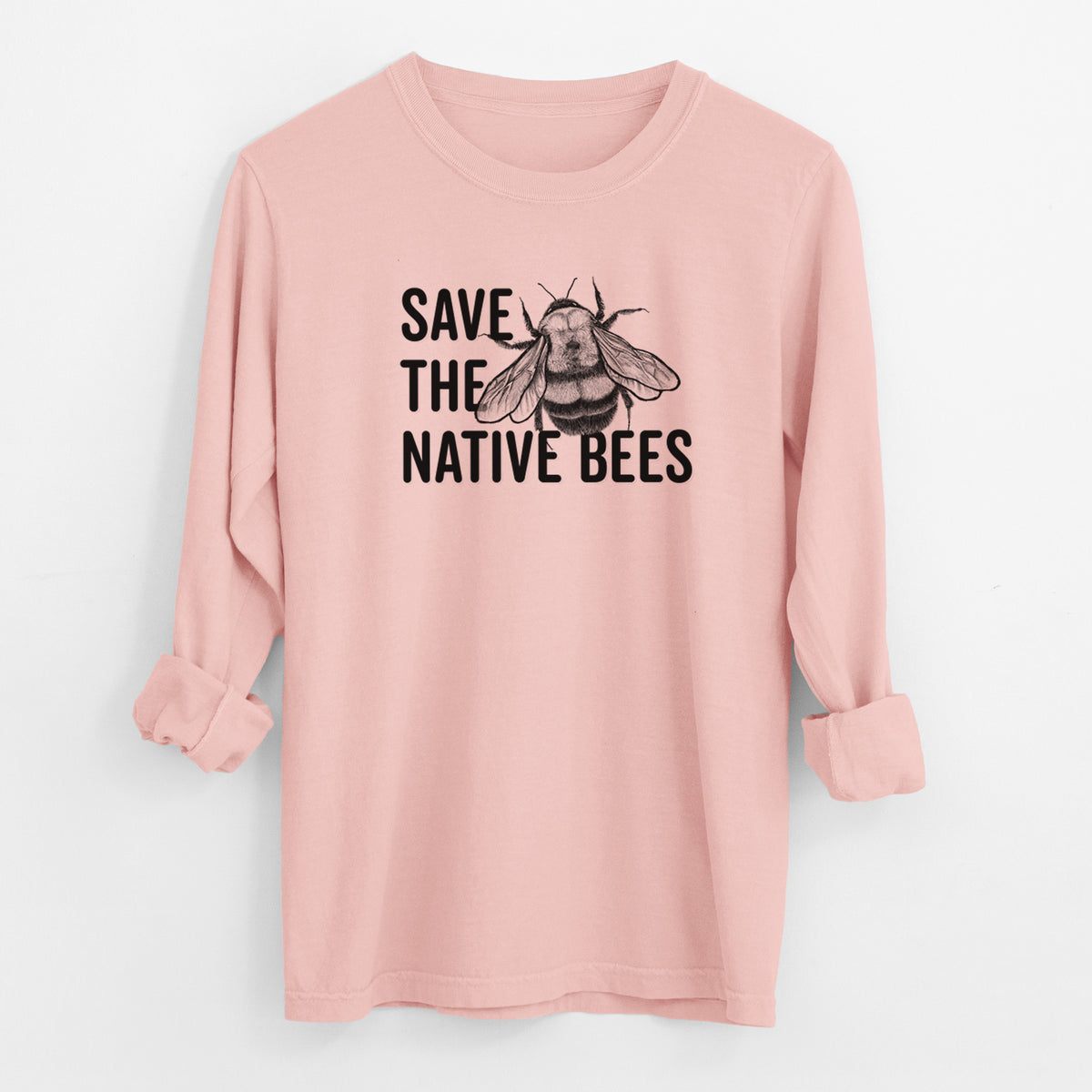 Save the Native Bees - Men&#39;s Heavyweight 100% Cotton Long Sleeve