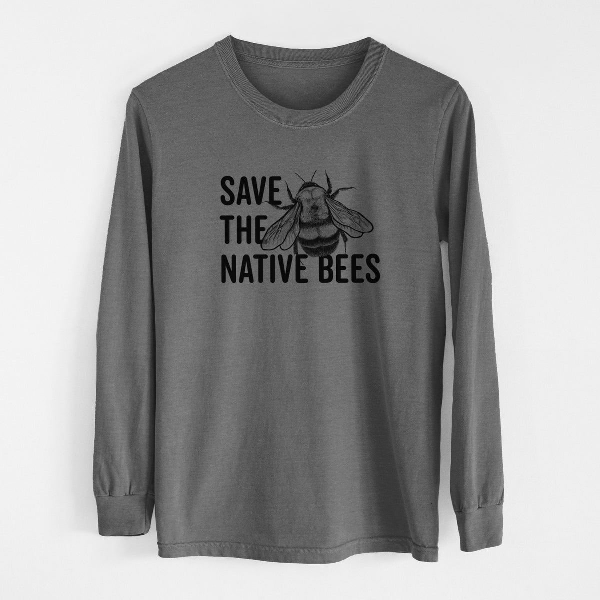 Save the Native Bees - Men&#39;s Heavyweight 100% Cotton Long Sleeve