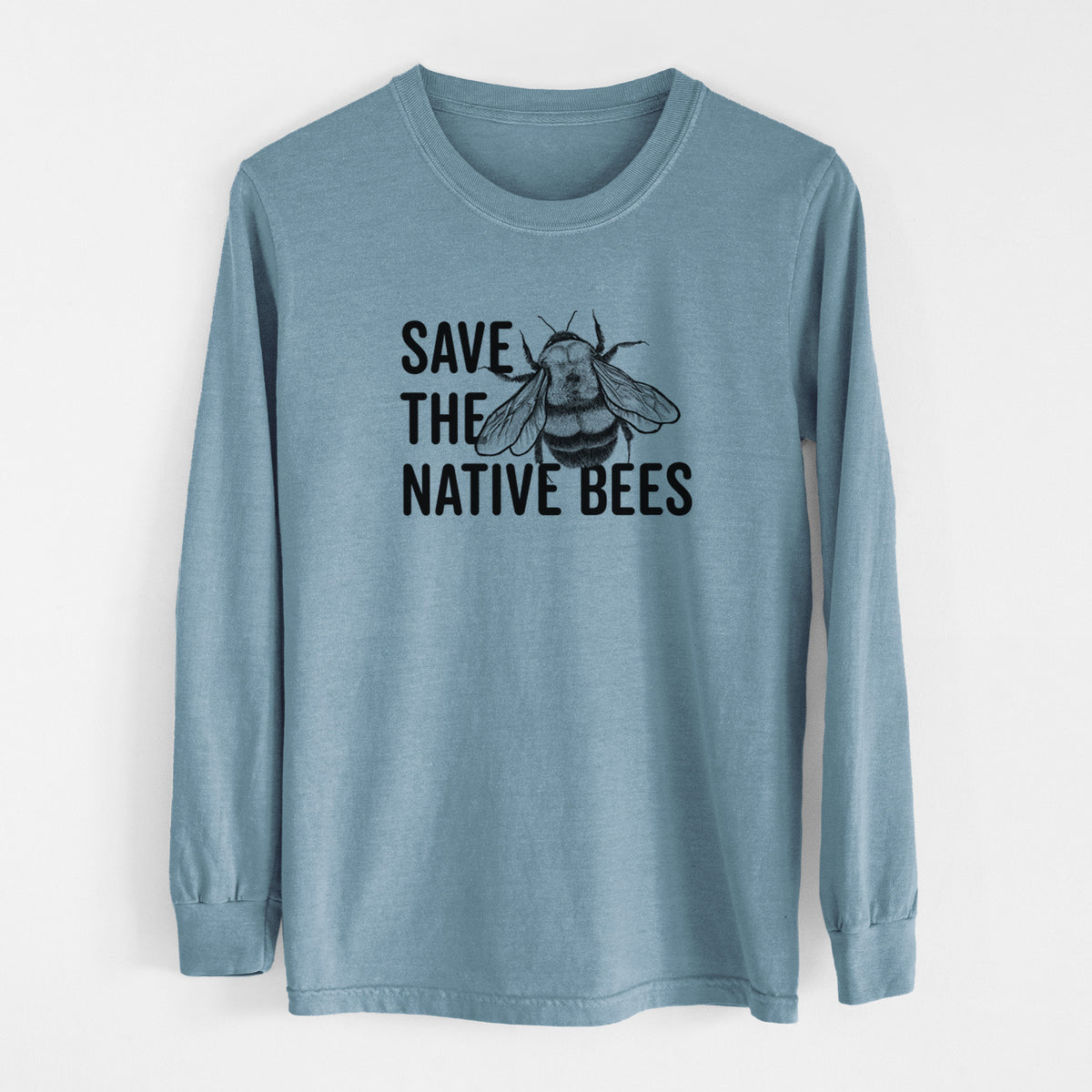 Save the Native Bees - Men&#39;s Heavyweight 100% Cotton Long Sleeve