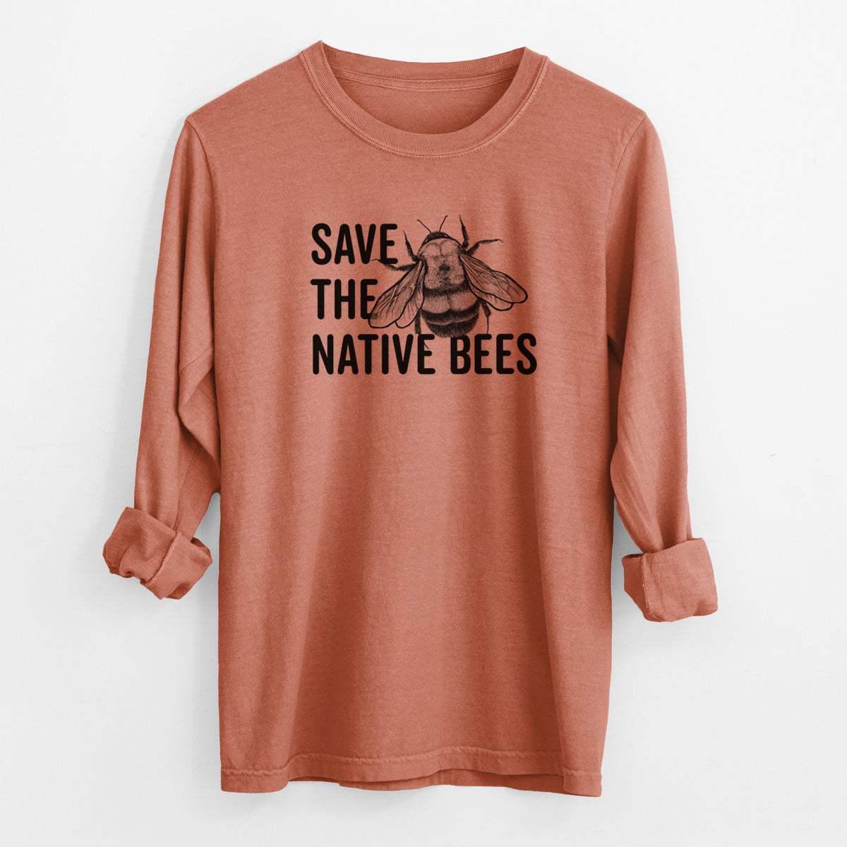 Save the Native Bees - Men&#39;s Heavyweight 100% Cotton Long Sleeve