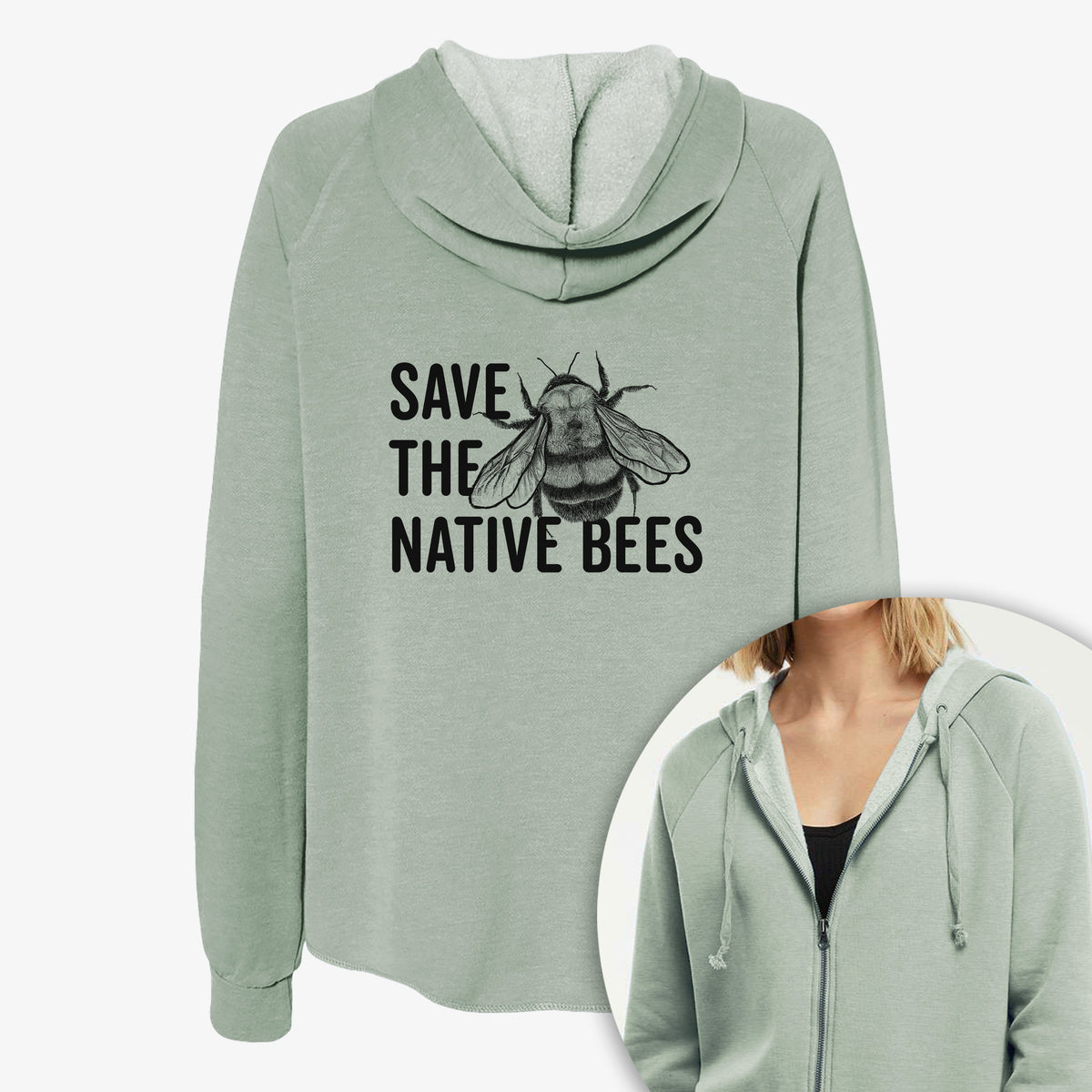 Save the Native Bees - Women's Cali Wave Zip-Up Sweatshirt