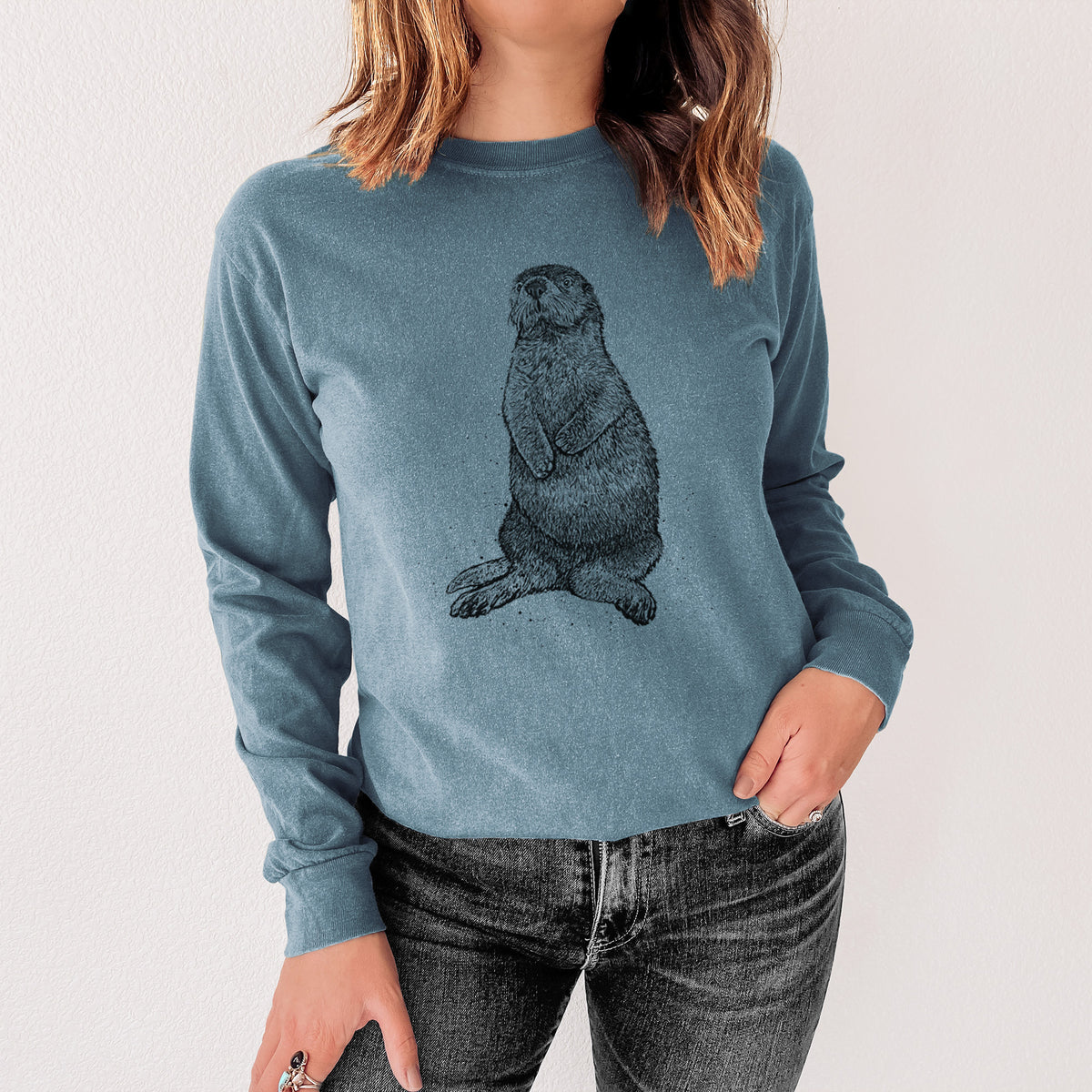 Enhydra lutris - California Sea Otter - Unisex Comfort Colors 100% Cotton Long Sleeve