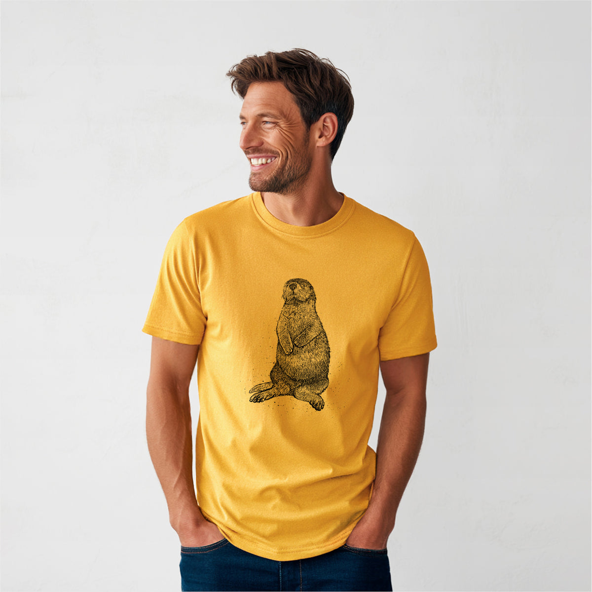 Enhydra lutris - California Sea Otter - Heavyweight Men&#39;s 100% Organic Cotton Tee