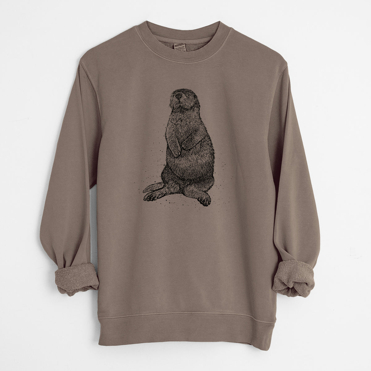 Enhydra lutris - California Sea Otter - Unisex Pigment Dyed Crew Sweatshirt in Espresso Brown Color