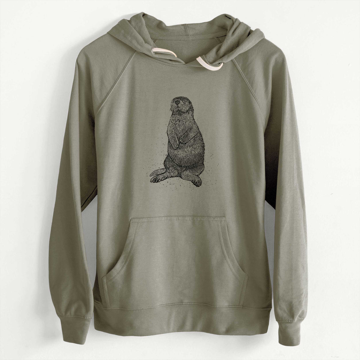 CLEARANCE - Enhydra lutris - California Sea Otter  - Unisex Slim Fit Loopback Terry Hoodie