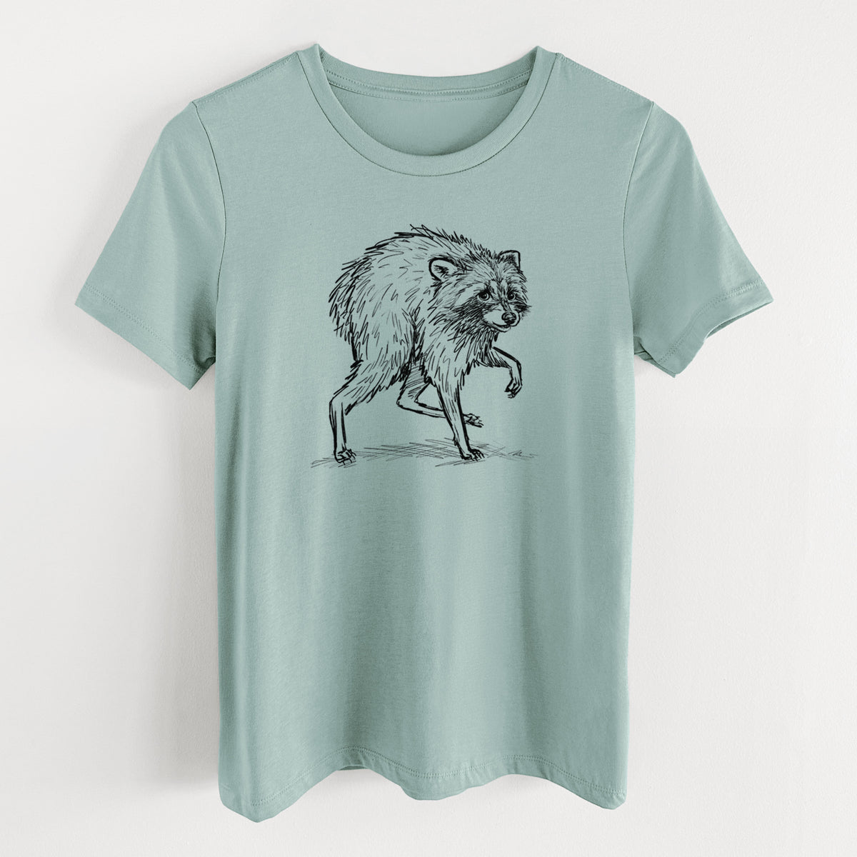 Short-Spine Seattle Raccoon - Women's Lightweight Relaxed Fit 100% Cotton Crewneck