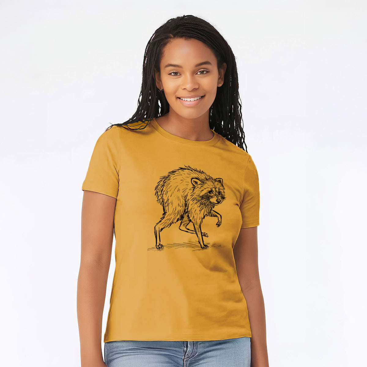 Short-Spine Seattle Raccoon - Women's Lightweight Relaxed Fit 100% Cotton Crewneck