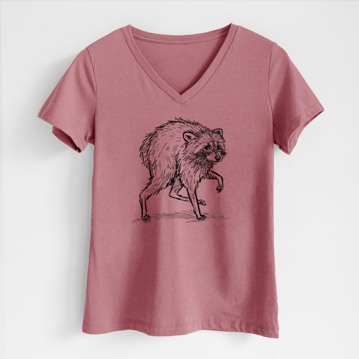 Short-Spine Seattle Raccoon - Women's Lightweight Relaxed Fit 100% Cotton V-neck