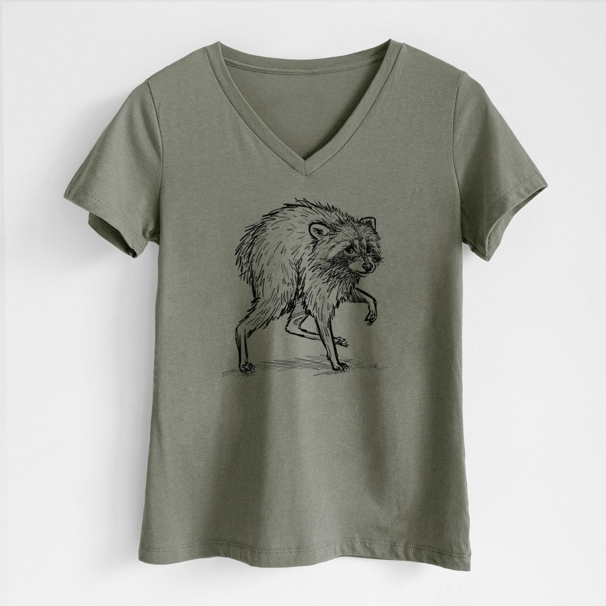Short-Spine Seattle Raccoon - Women's Lightweight Relaxed Fit 100% Cotton V-neck