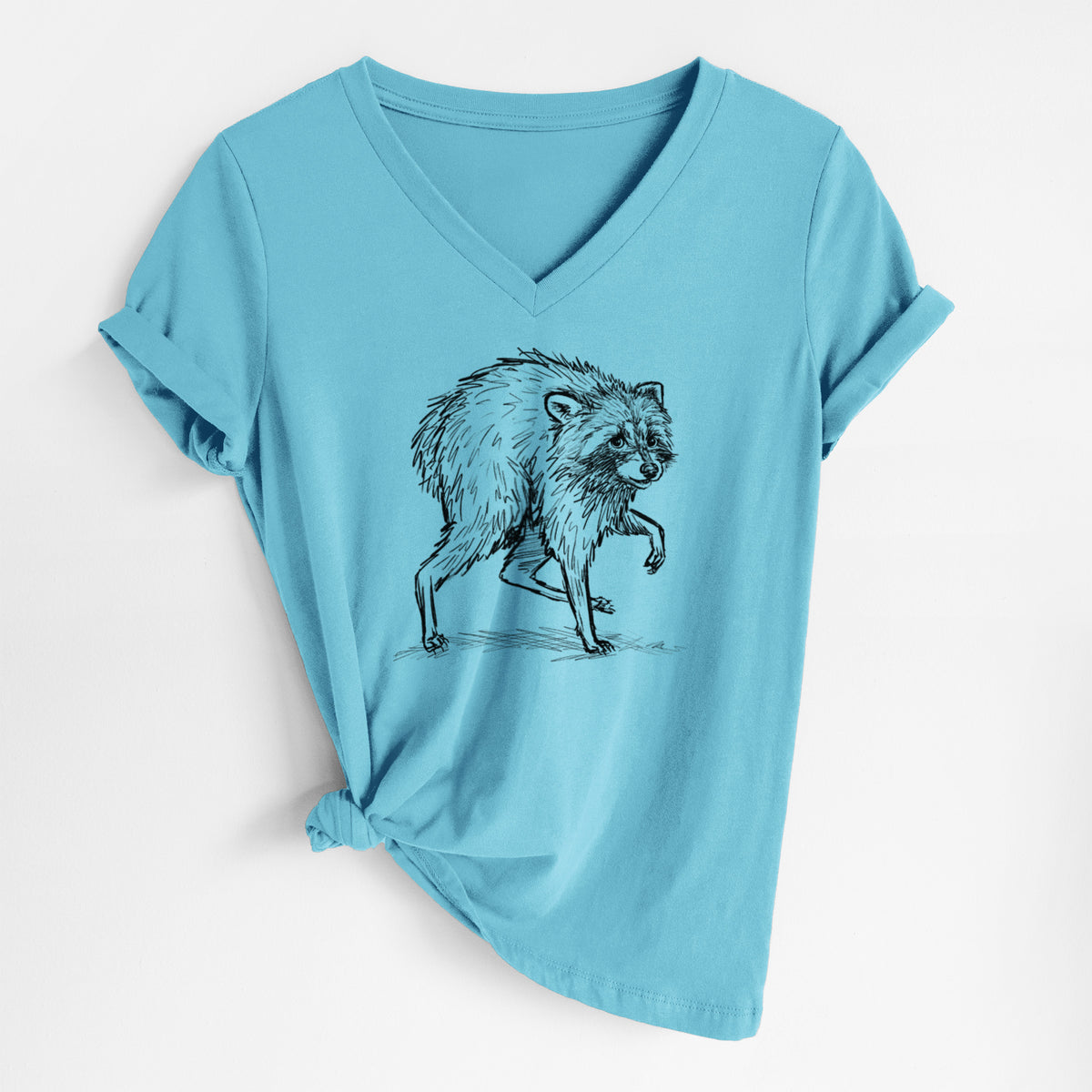Short-Spine Seattle Raccoon - Women's Lightweight Relaxed Fit 100% Cotton V-neck