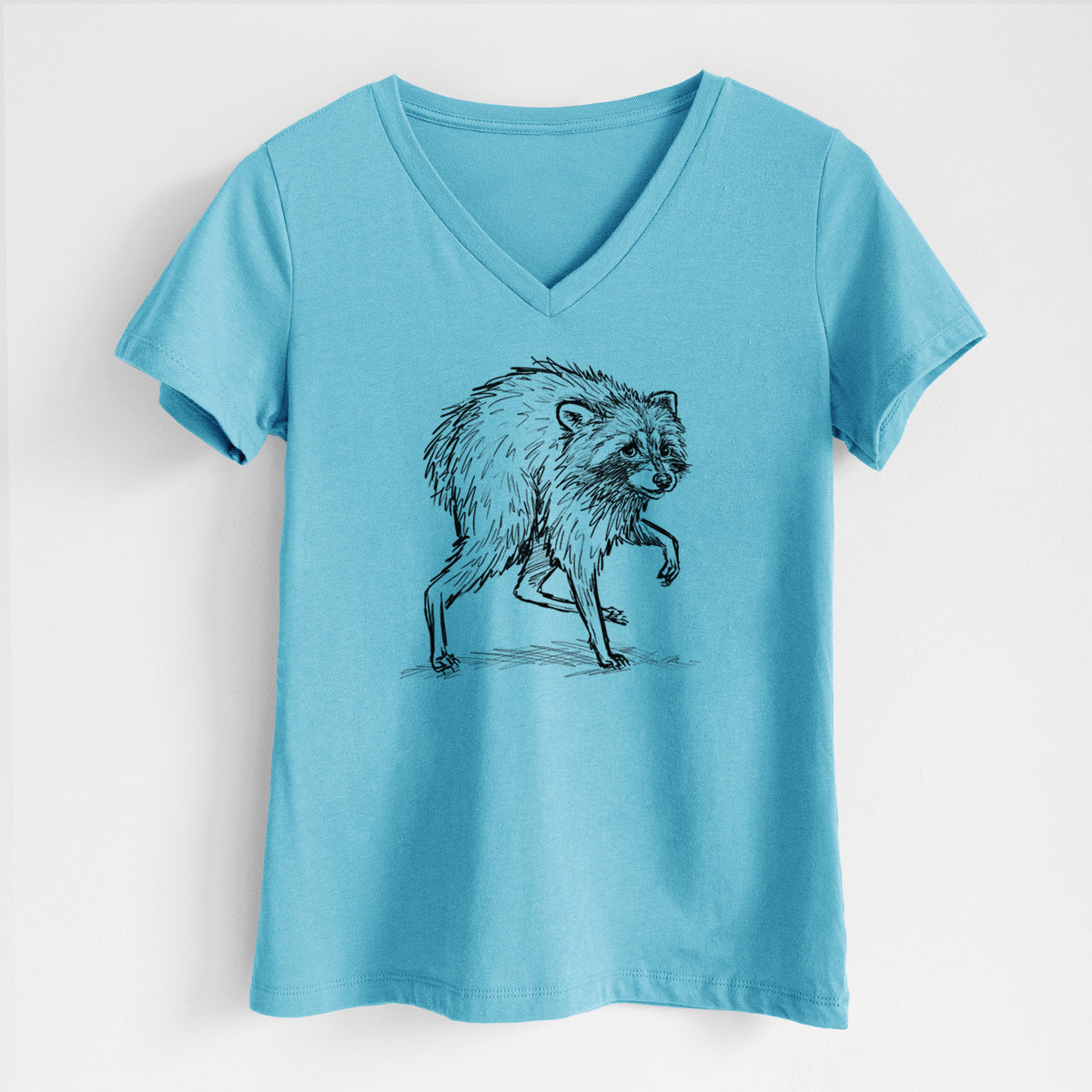 Short-Spine Seattle Raccoon - Women's Lightweight Relaxed Fit 100% Cotton V-neck