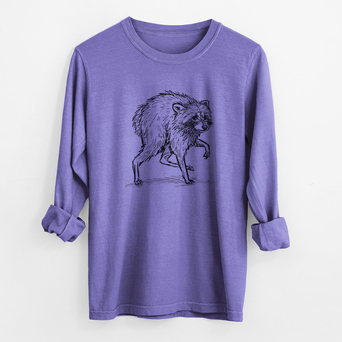 Short-Spine Seattle Raccoon - Unisex Comfort Colors 100% Cotton Long Sleeve