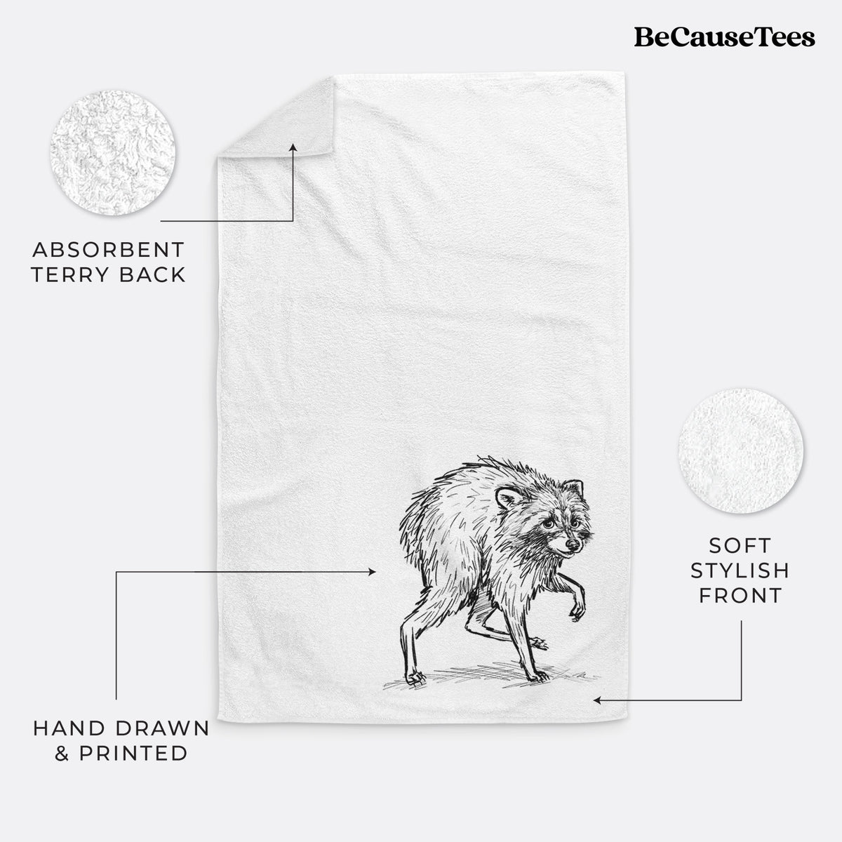 Short-Spine Seattle Raccoon Premium Decorative Hand Towel