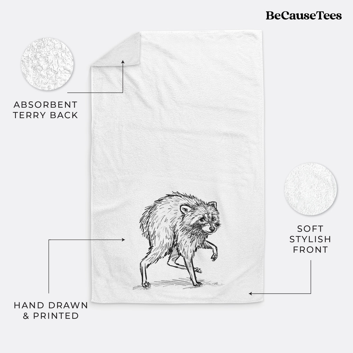 Short-Spine Seattle Raccoon Premium Decorative Hand Towel