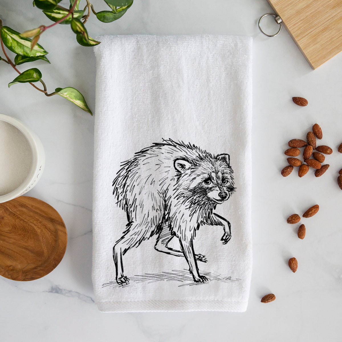 Short-Spine Seattle Raccoon Premium Decorative Hand Towel