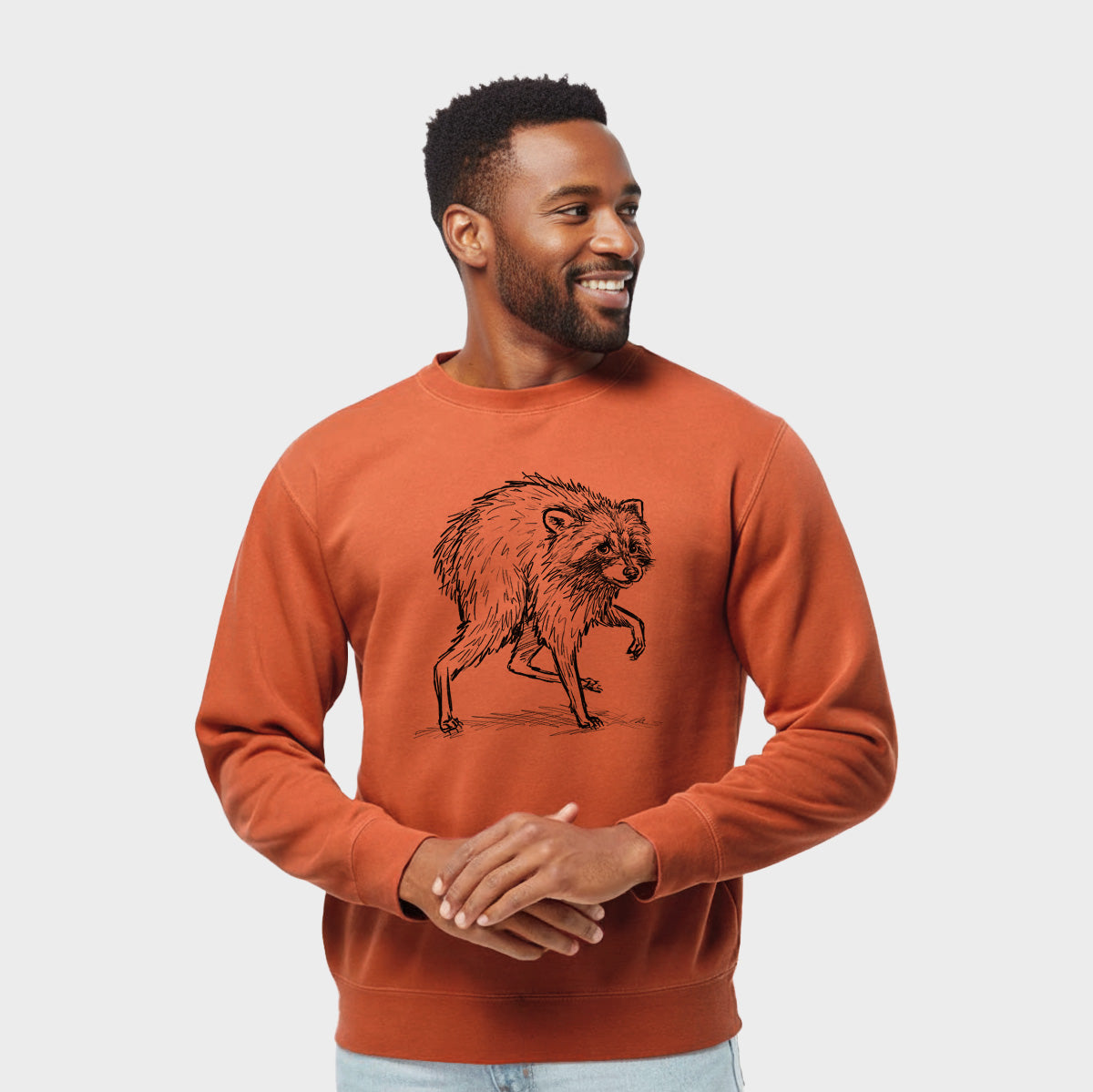 Short-Spine Seattle Raccoon - Unisex Pigment Dyed Crew Sweatshirt