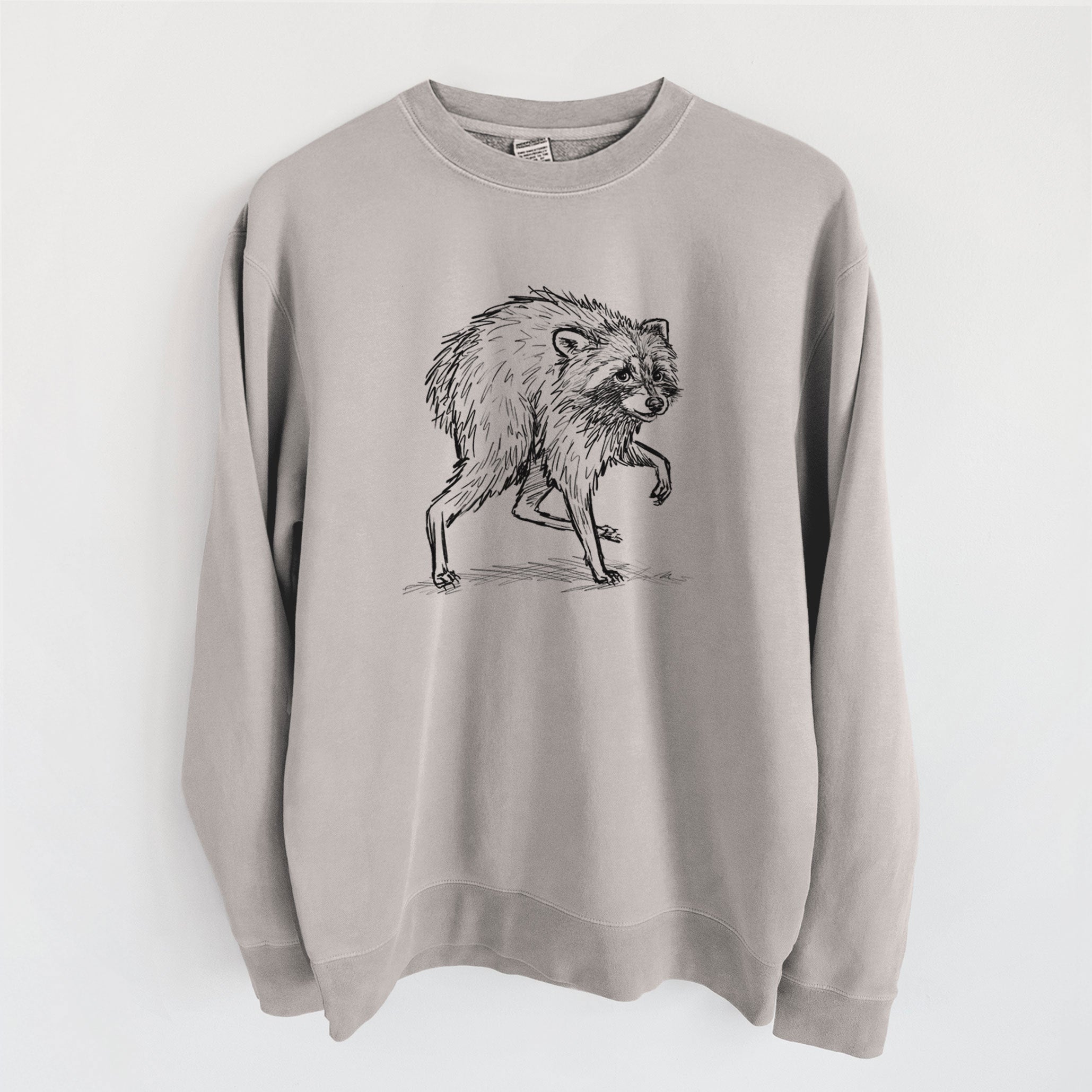 Short-Spine Seattle Raccoon - Unisex Pigment Dyed Crew Sweatshirt