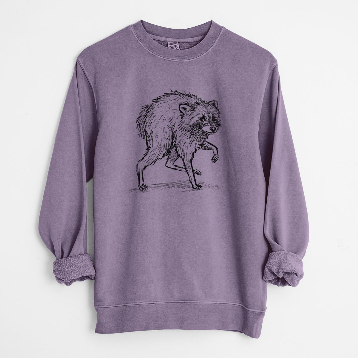 Short-Spine Seattle Raccoon - Unisex Pigment Dyed Crew Sweatshirt