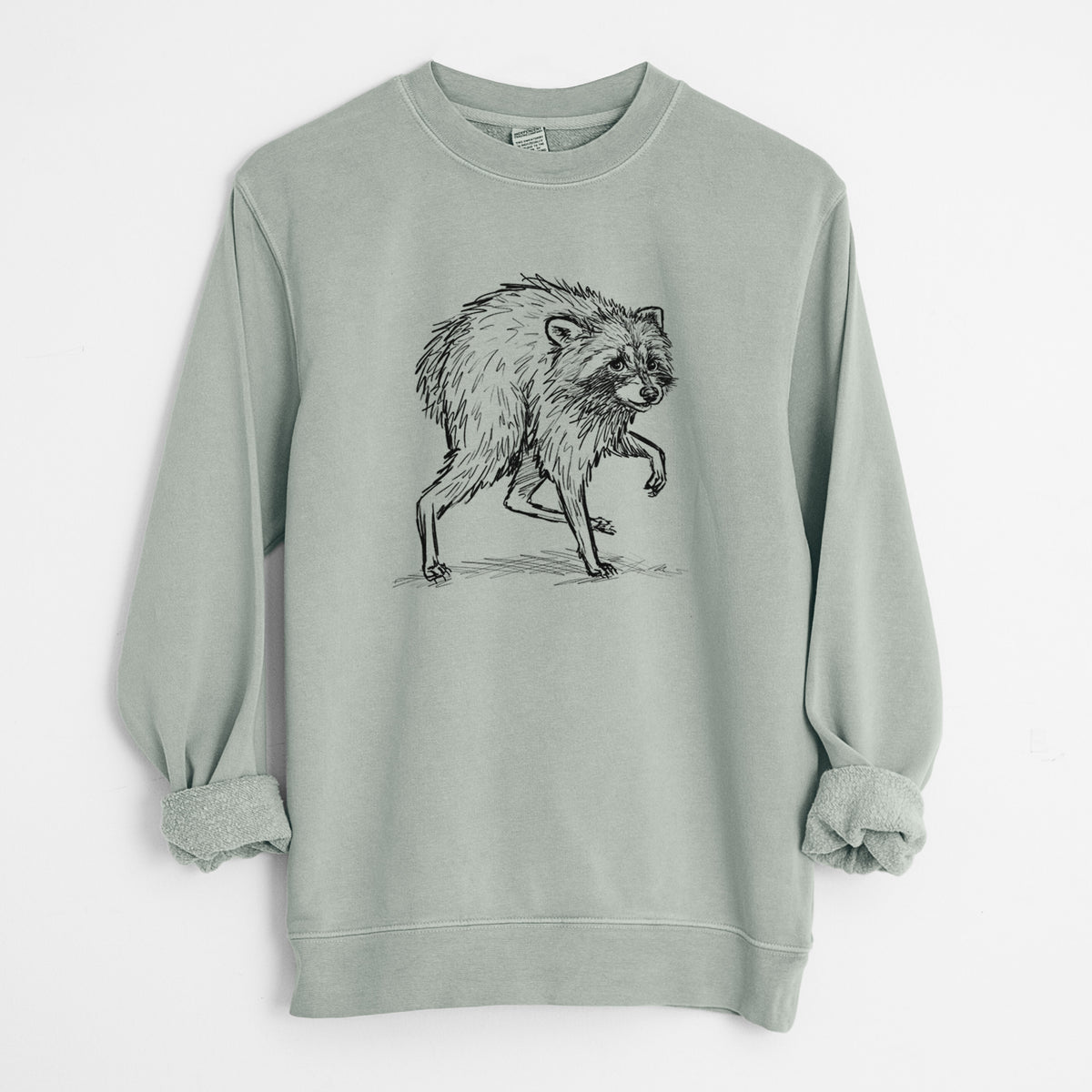 Short-Spine Seattle Raccoon - Unisex Pigment Dyed Crew Sweatshirt
