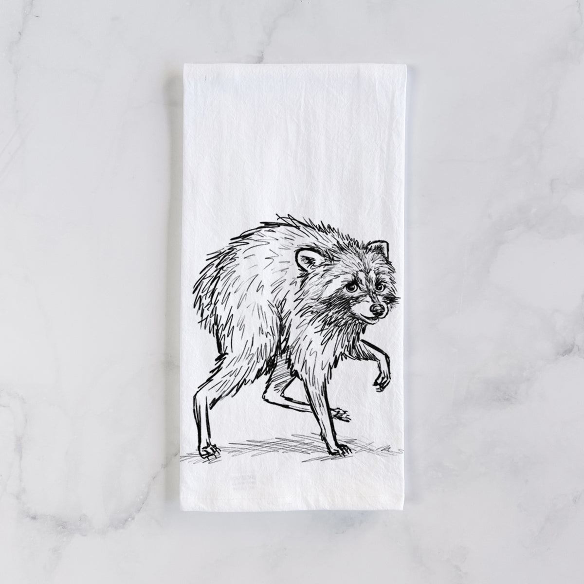 Short-Spine Seattle Raccoon Tea Towel