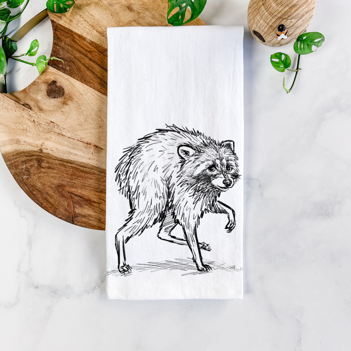 Short-Spine Seattle Raccoon Tea Towel