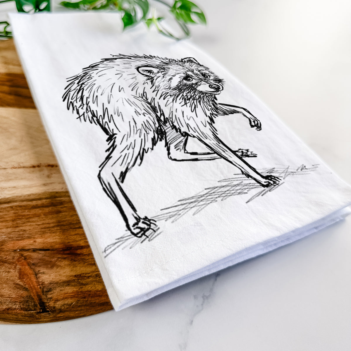 Short-Spine Seattle Raccoon Tea Towel