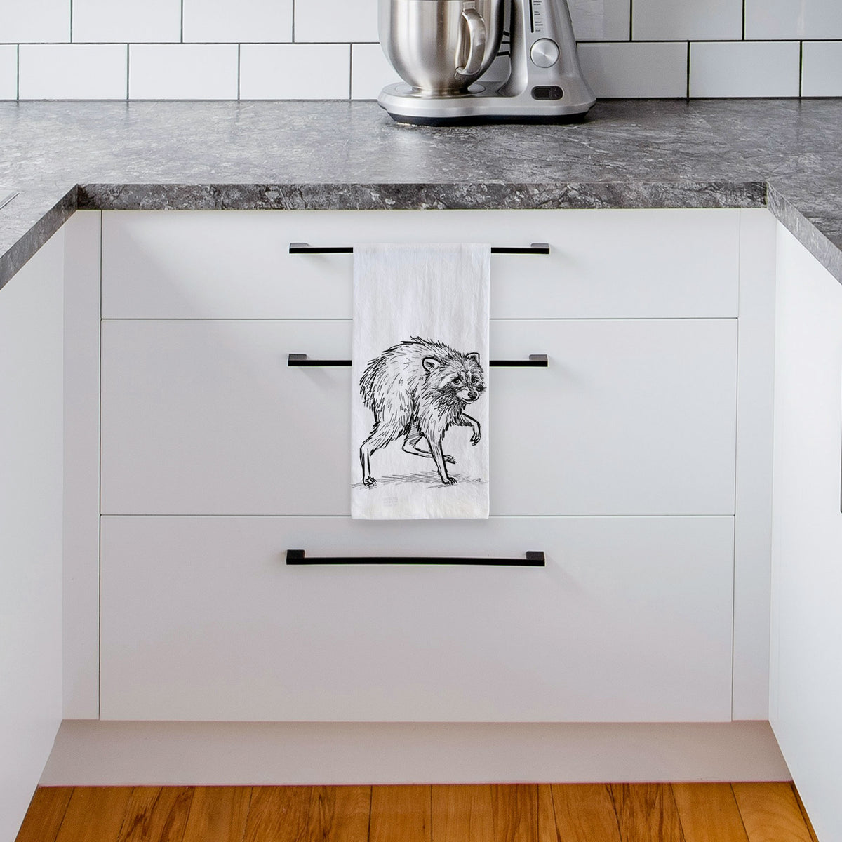 Short-Spine Seattle Raccoon Tea Towel