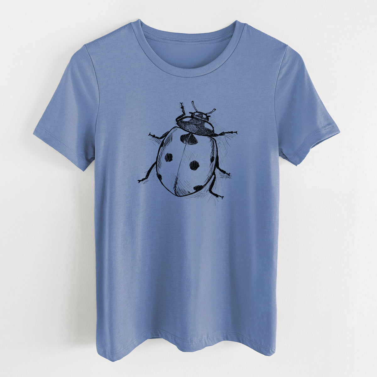 Coccinella septempunctata - Seven-spot Ladybird Ladybug - Women&#39;s Lightweight Relaxed Fit 100% Cotton Crewneck