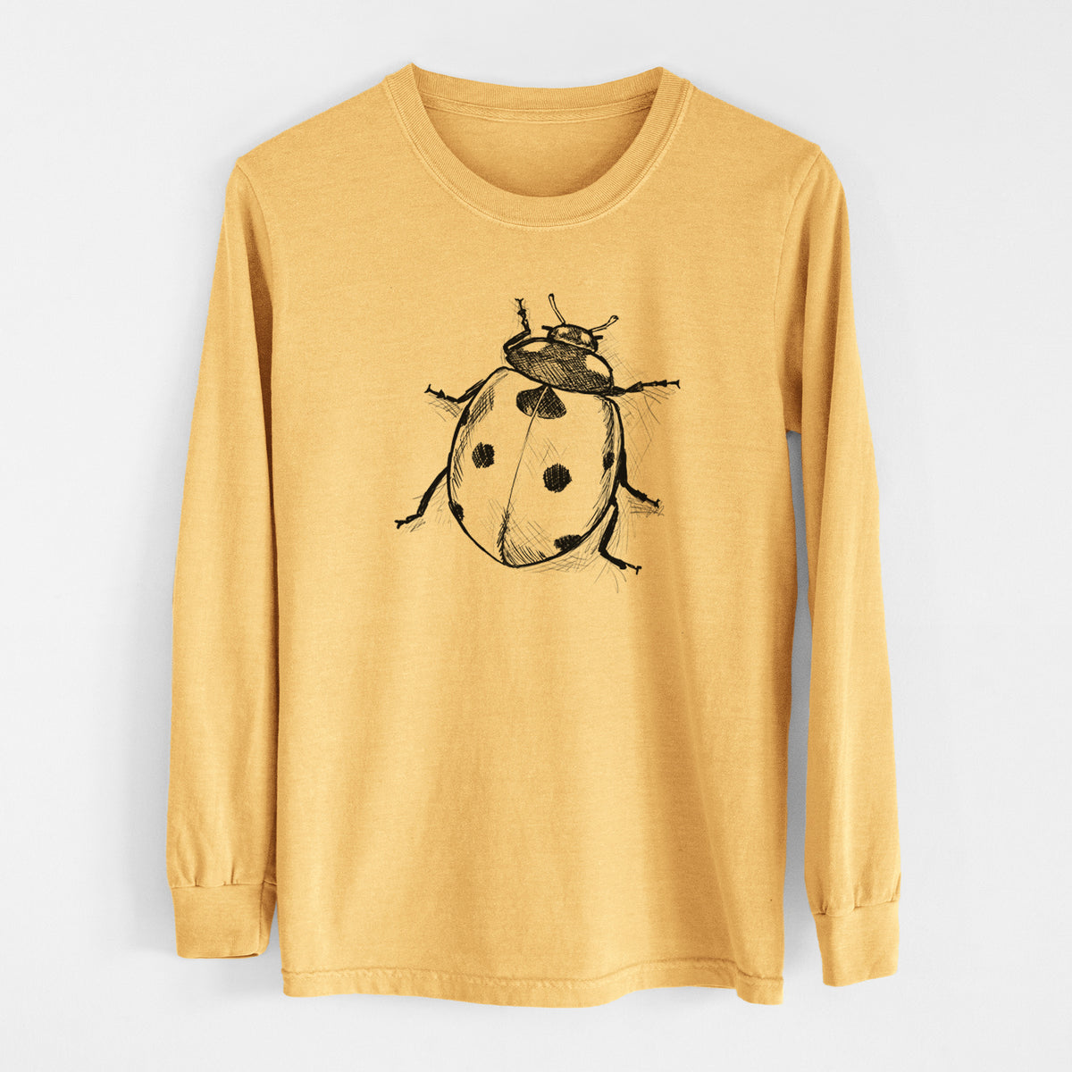 Coccinella septempunctata - Seven-spot Ladybird Ladybug - Men&#39;s Heavyweight 100% Cotton Long Sleeve