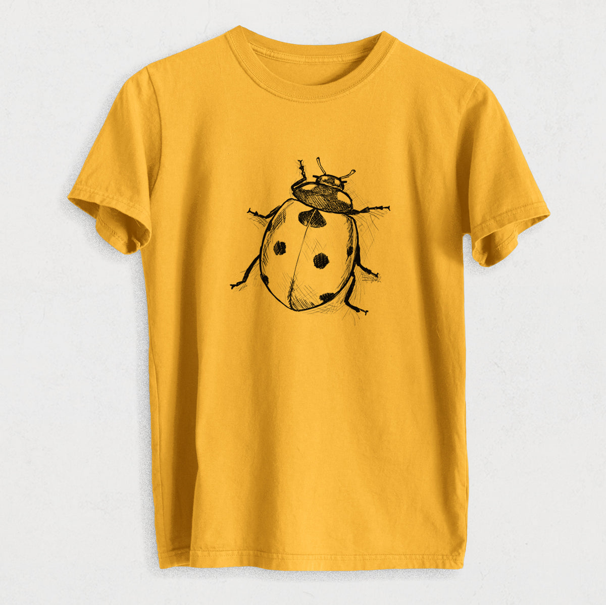 Coccinella septempunctata - Seven-spot Ladybird Ladybug - Heavyweight Men&#39;s 100% Organic Cotton Tee
