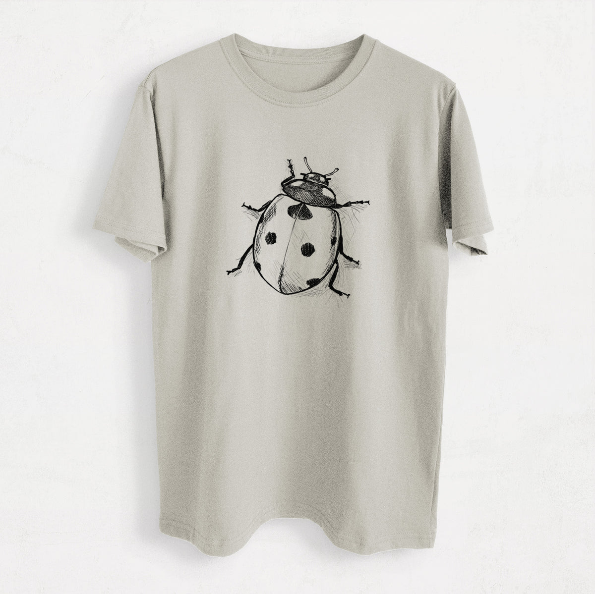 Coccinella septempunctata - Seven-spot Ladybird Ladybug - Heavyweight Men&#39;s 100% Organic Cotton Tee