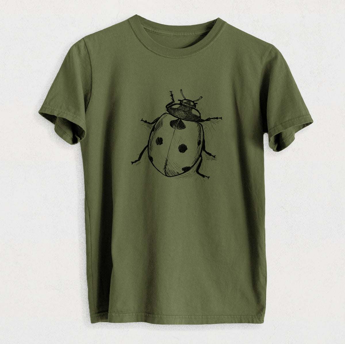 Coccinella septempunctata - Seven-spot Ladybird Ladybug - Heavyweight Men&#39;s 100% Organic Cotton Tee