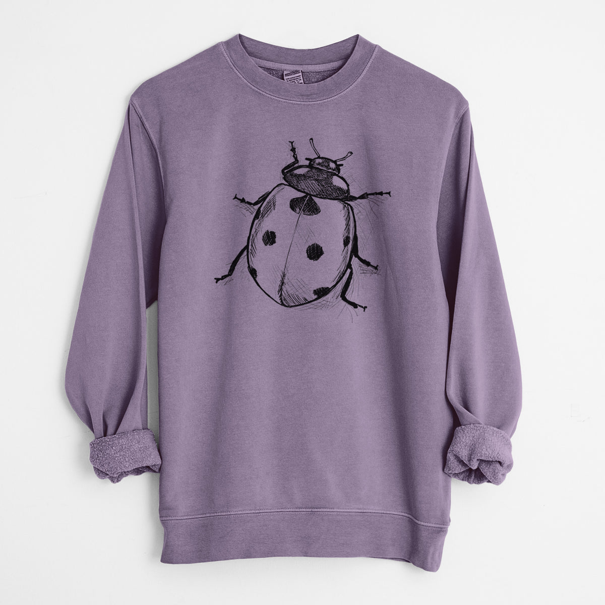 Coccinella septempunctata - Seven-spot Ladybird Ladybug - Unisex Pigment Dyed Crew Sweatshirt