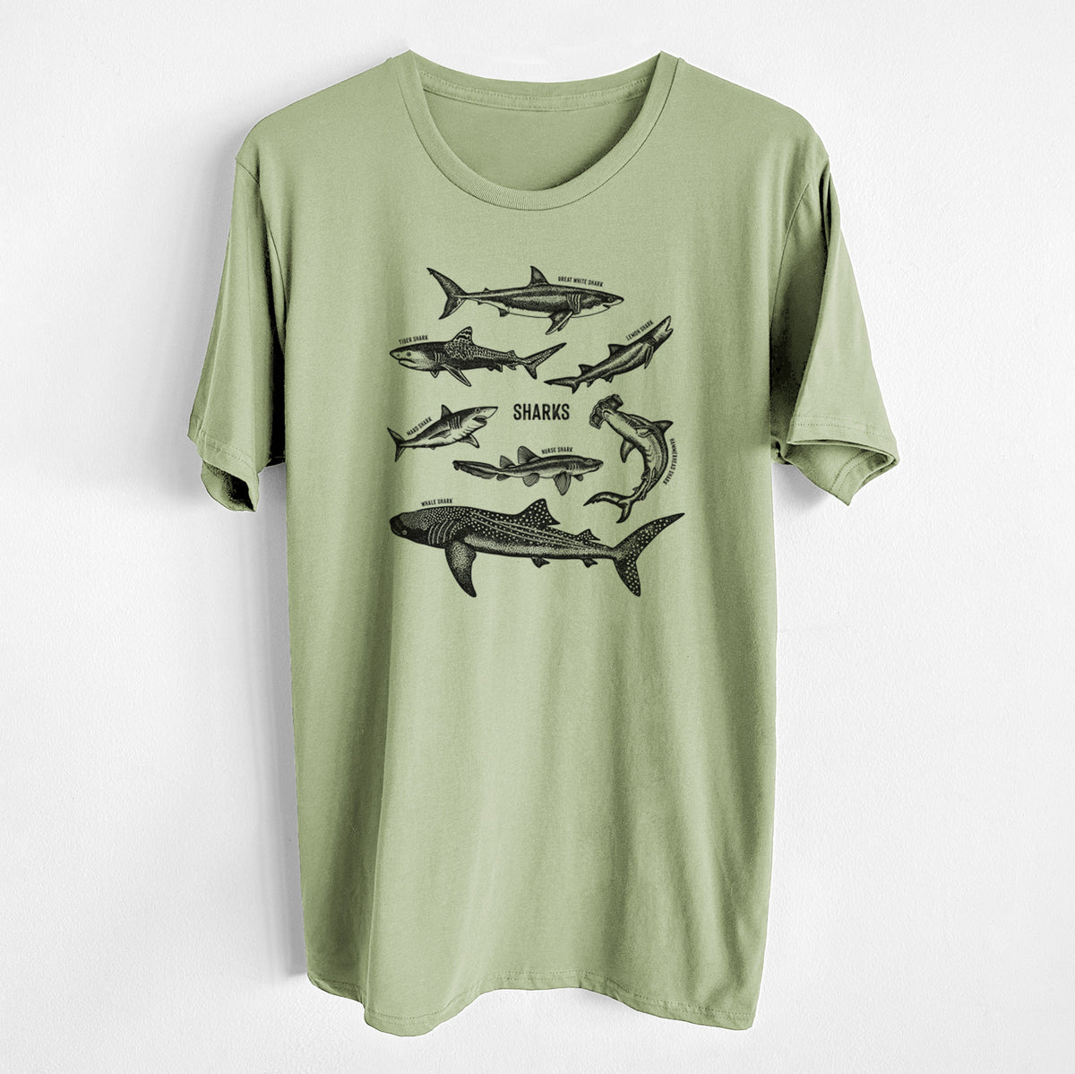 CLOSEOUT - Shark Chart - Unisex Crewneck - Made in USA - 100% Organic Cotton