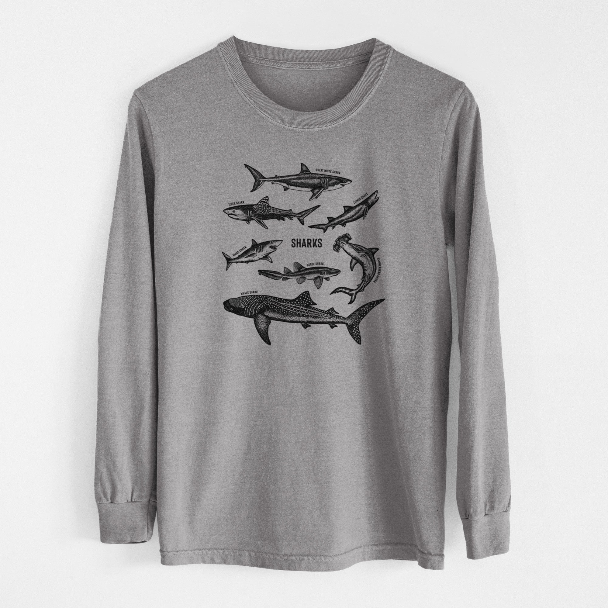 Shark Chart - Unisex Comfort Colors 100% Cotton Long Sleeve