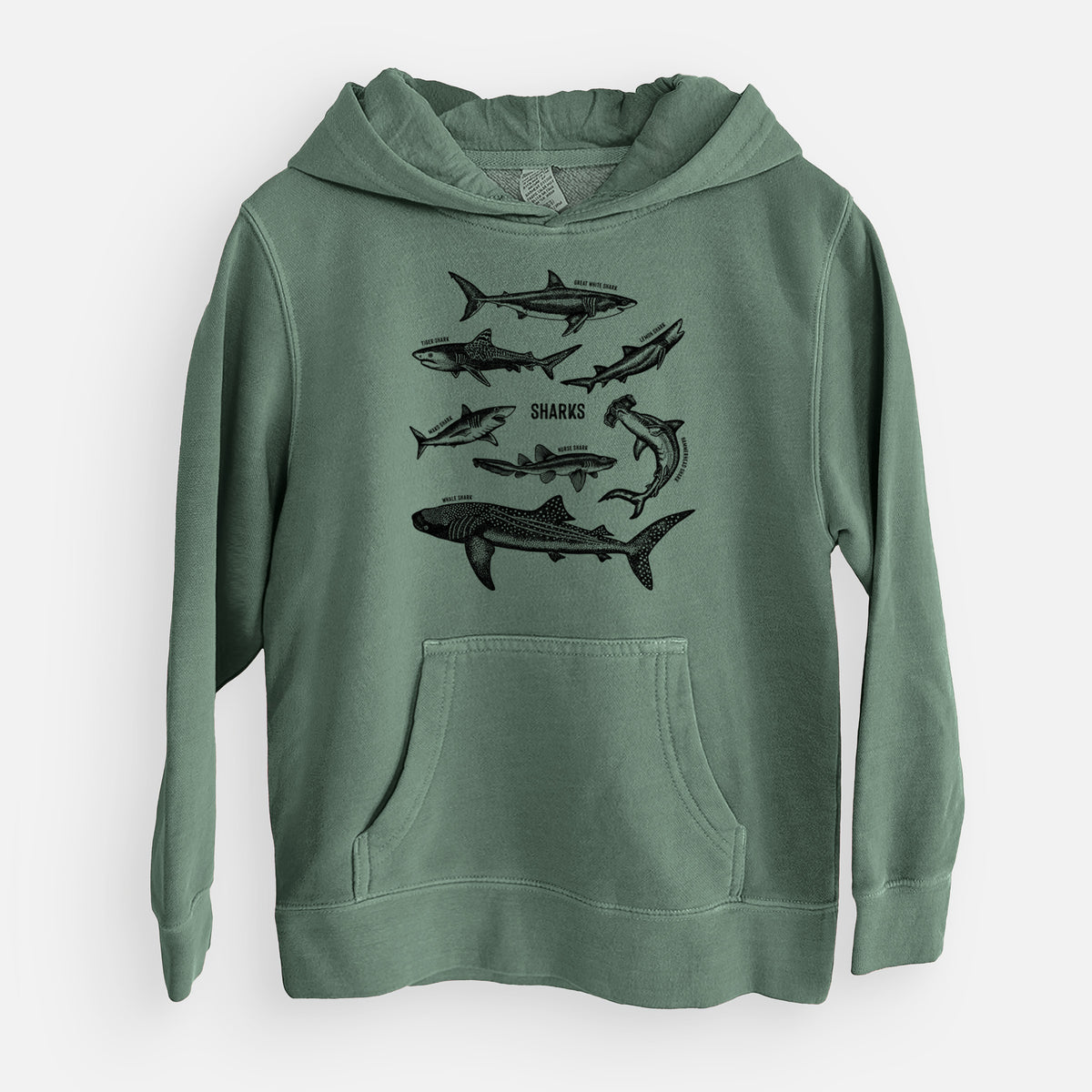 Shark Chart - Youth Pigment Dyed Hoodie