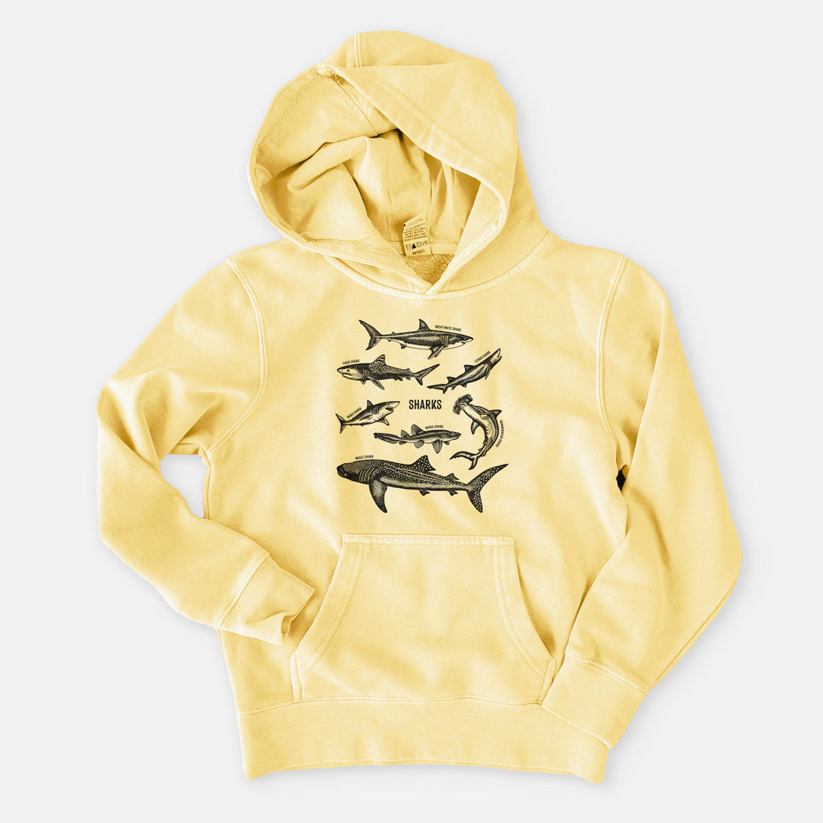 Shark Chart - Youth Pigment Dyed Hoodie