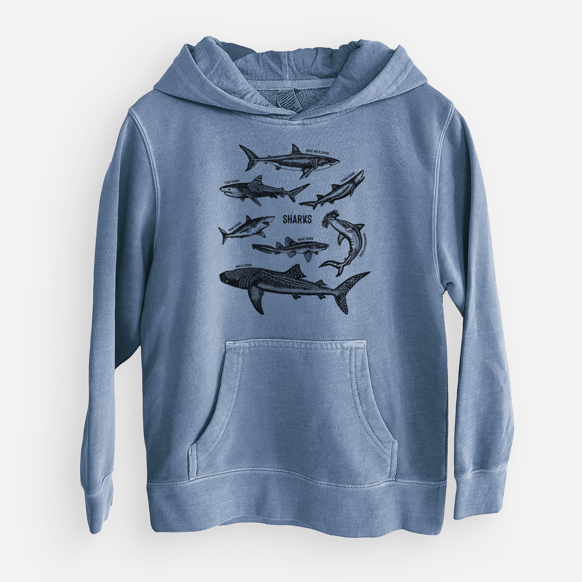 Shark Chart - Youth Pigment Dyed Hoodie