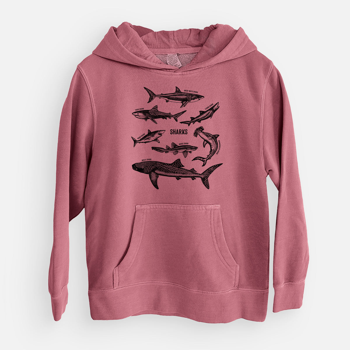 Shark Chart - Youth Pigment Dyed Hoodie