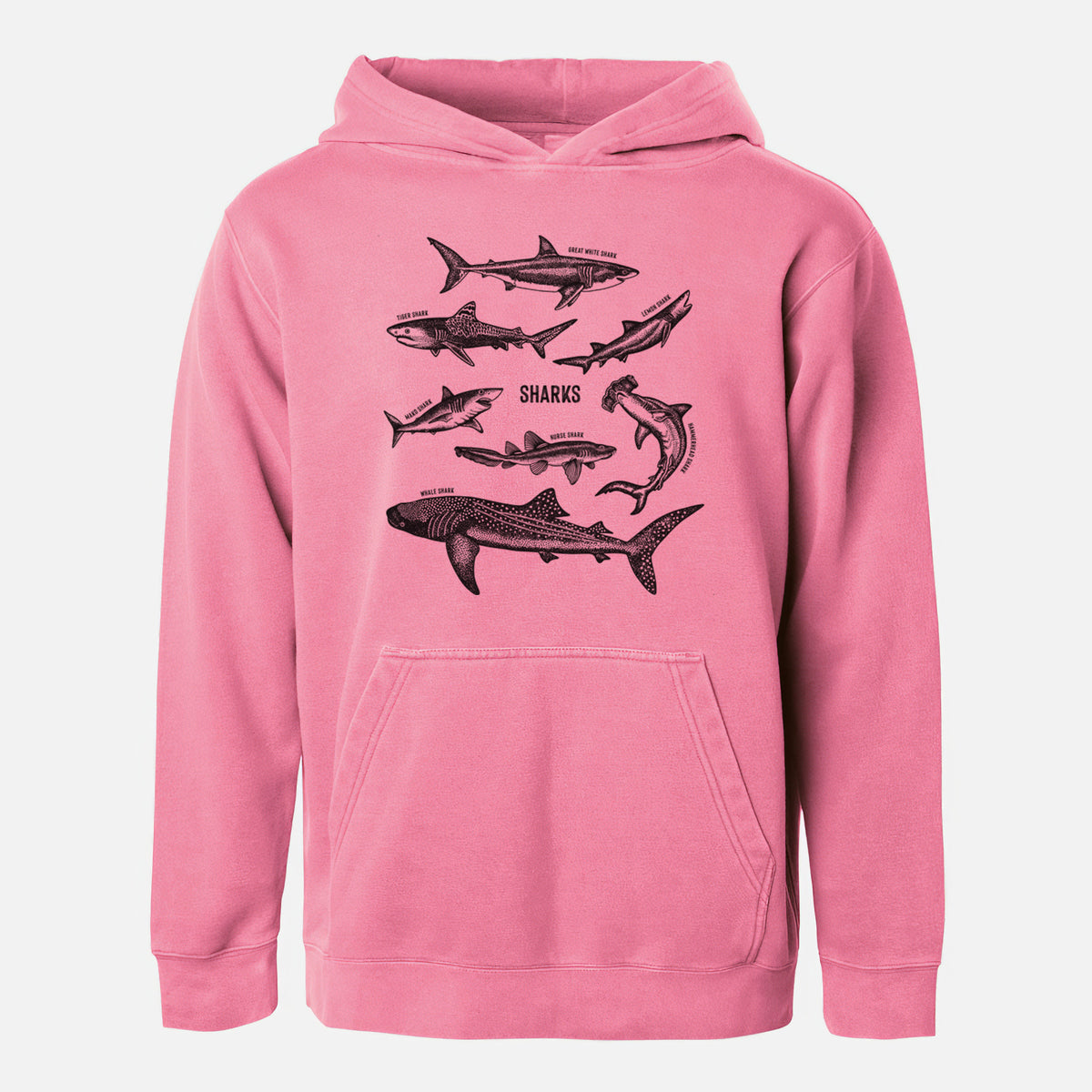 Shark Chart - Youth Pigment Dyed Hoodie