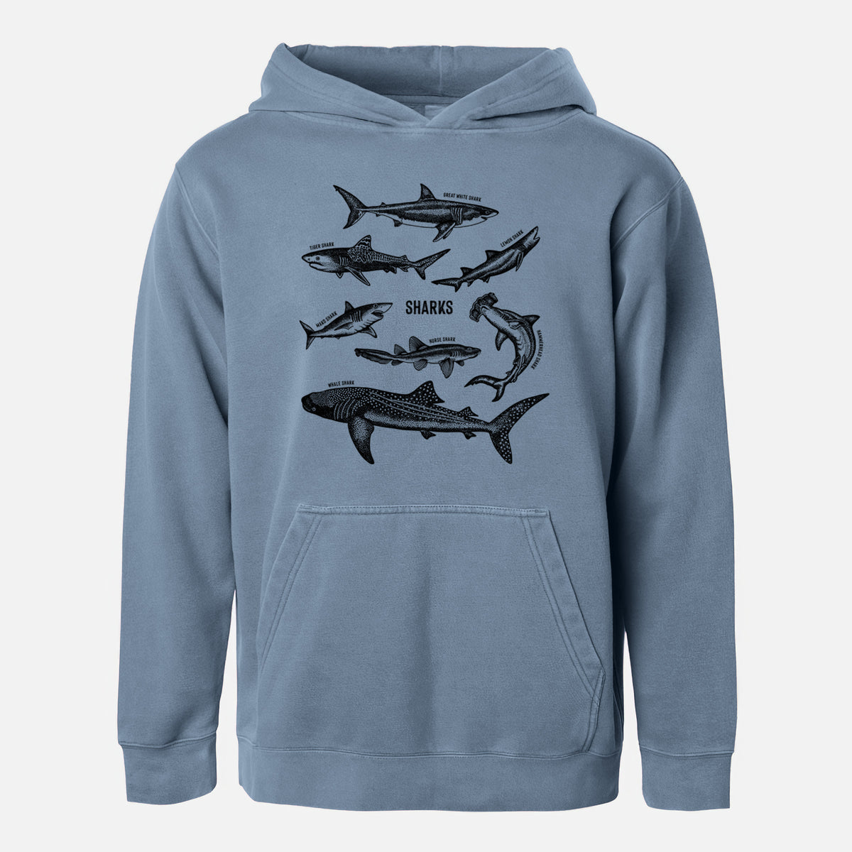 Shark Chart - Youth Pigment Dyed Hoodie