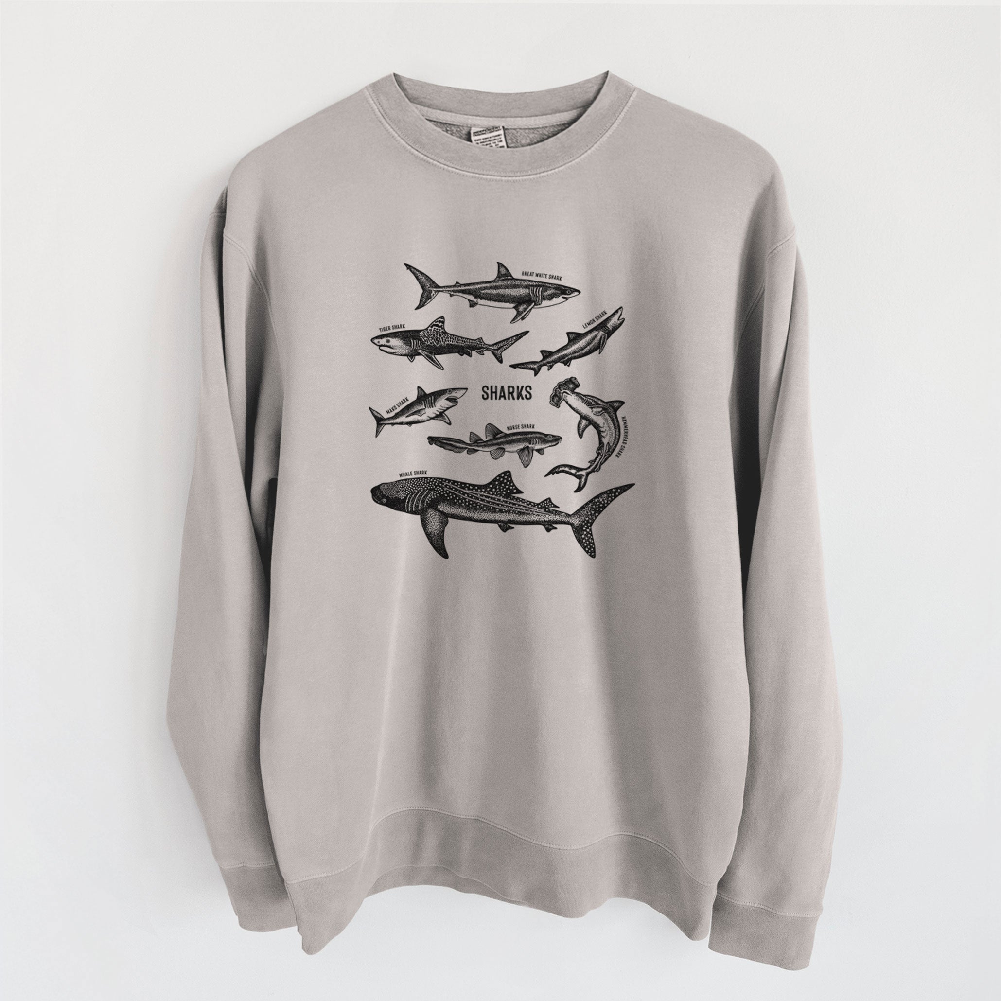 Shark Chart - Unisex Pigment Dyed Crew Sweatshirt