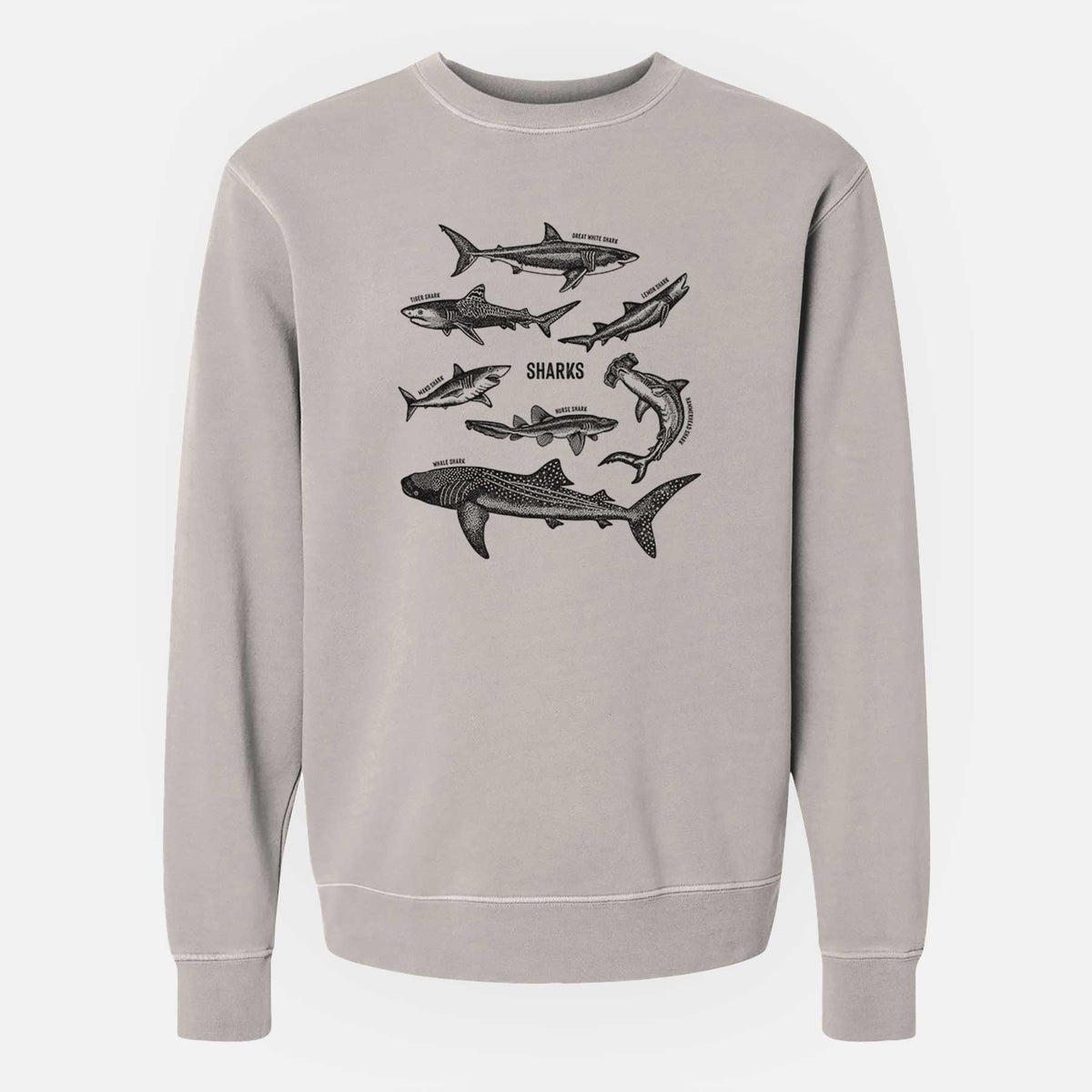 Shark Chart - Unisex Pigment Dyed Crew Sweatshirt