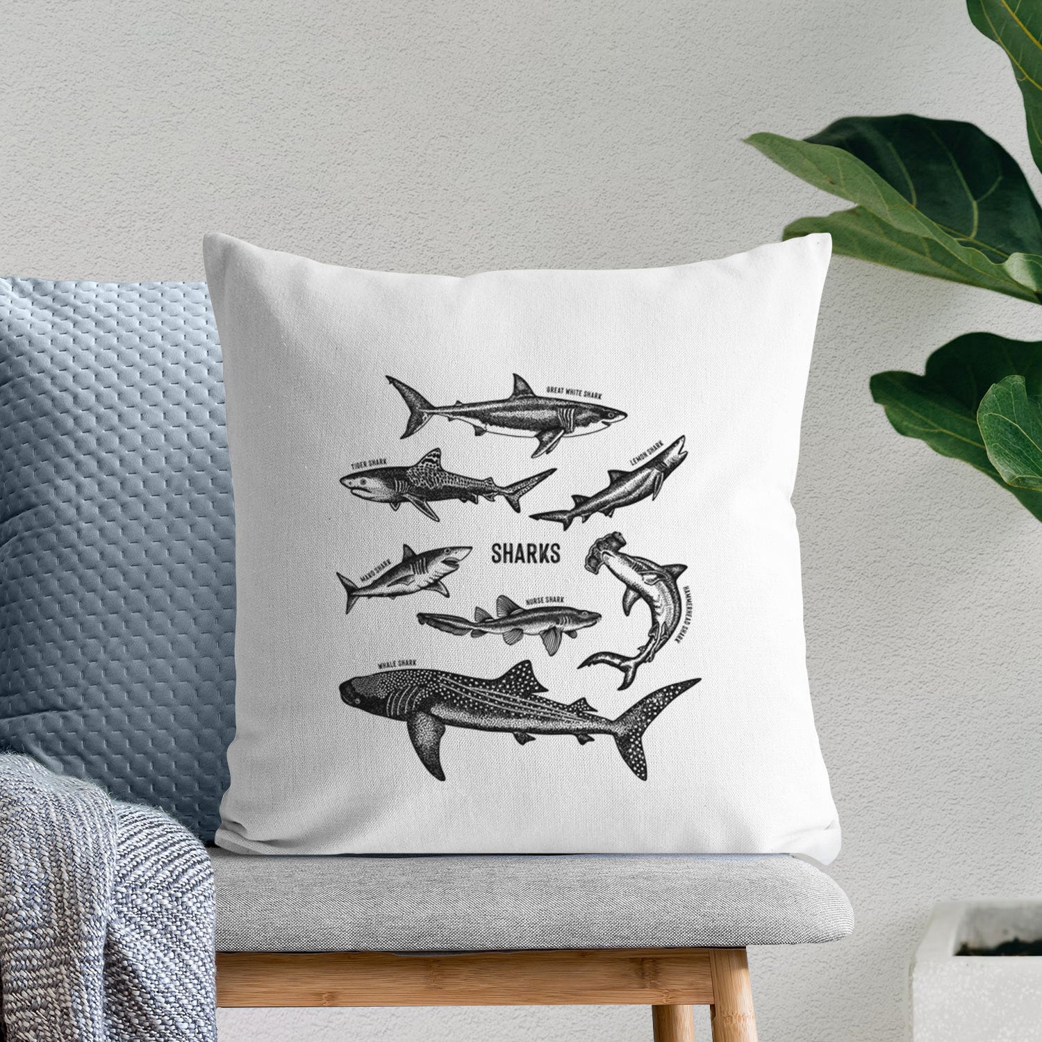 Shark Chart - Throw Pillow Cover