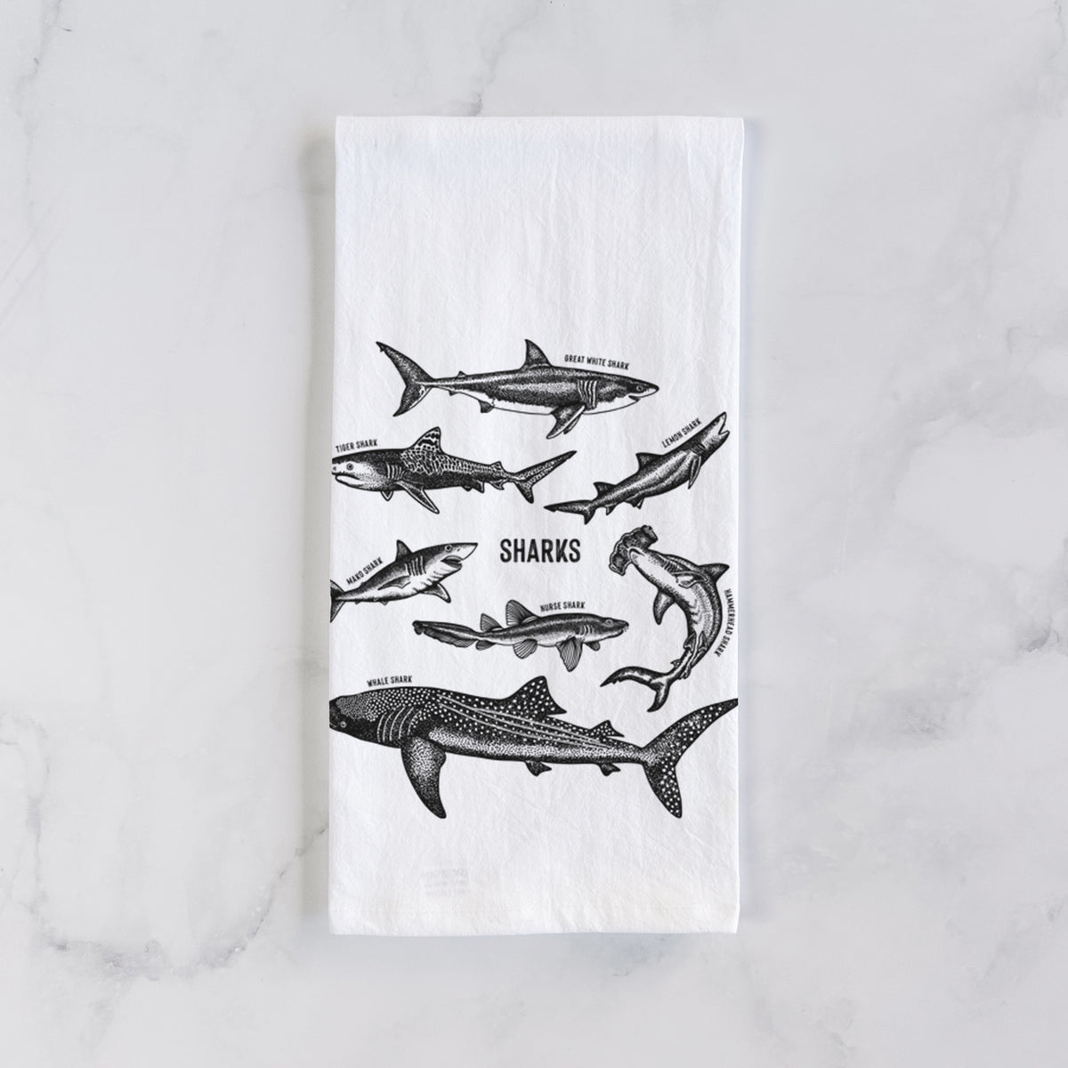 Shark Chart Tea Towel