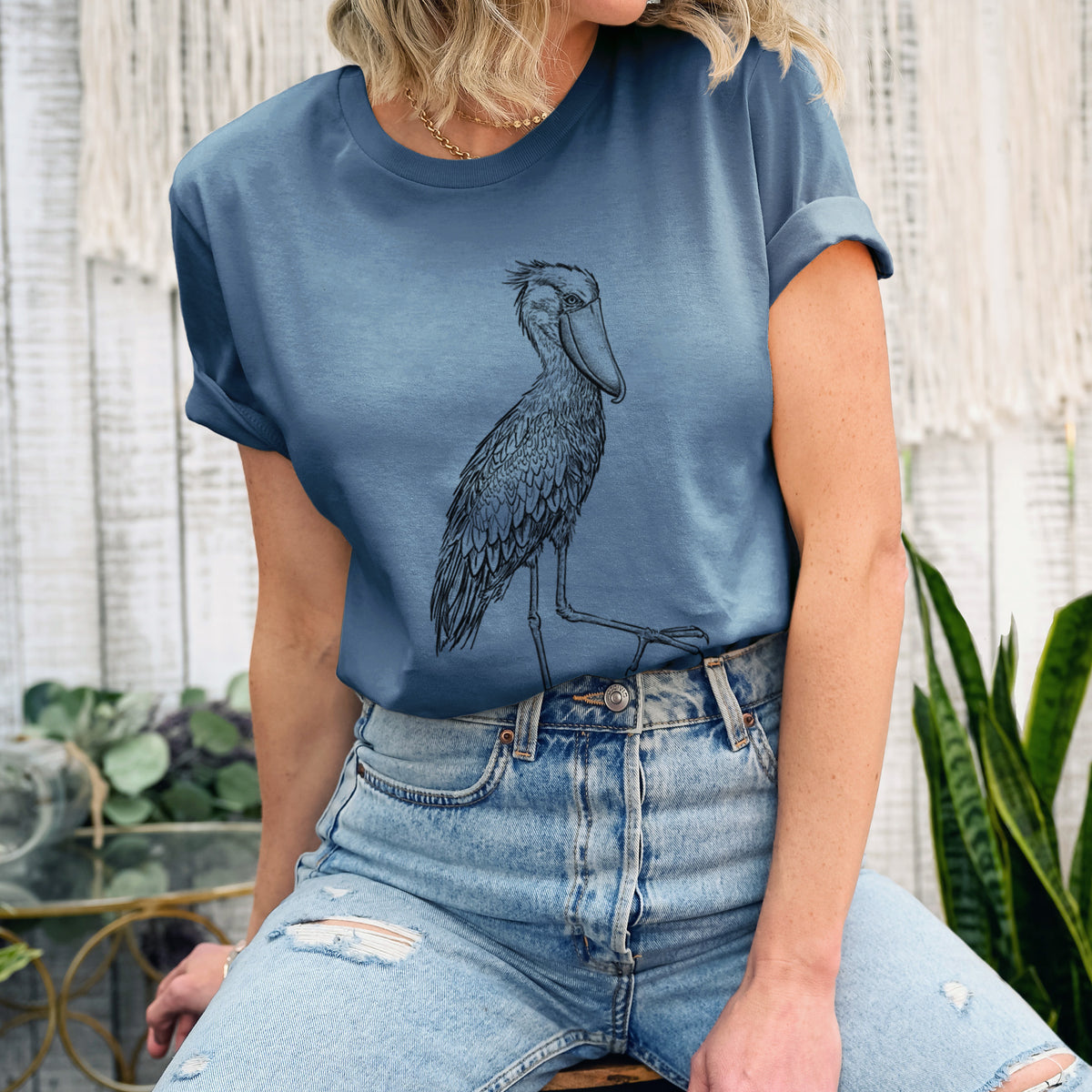 Shoebill Stork - Balaeniceps rex - Lightweight 100% Cotton Unisex Crewneck