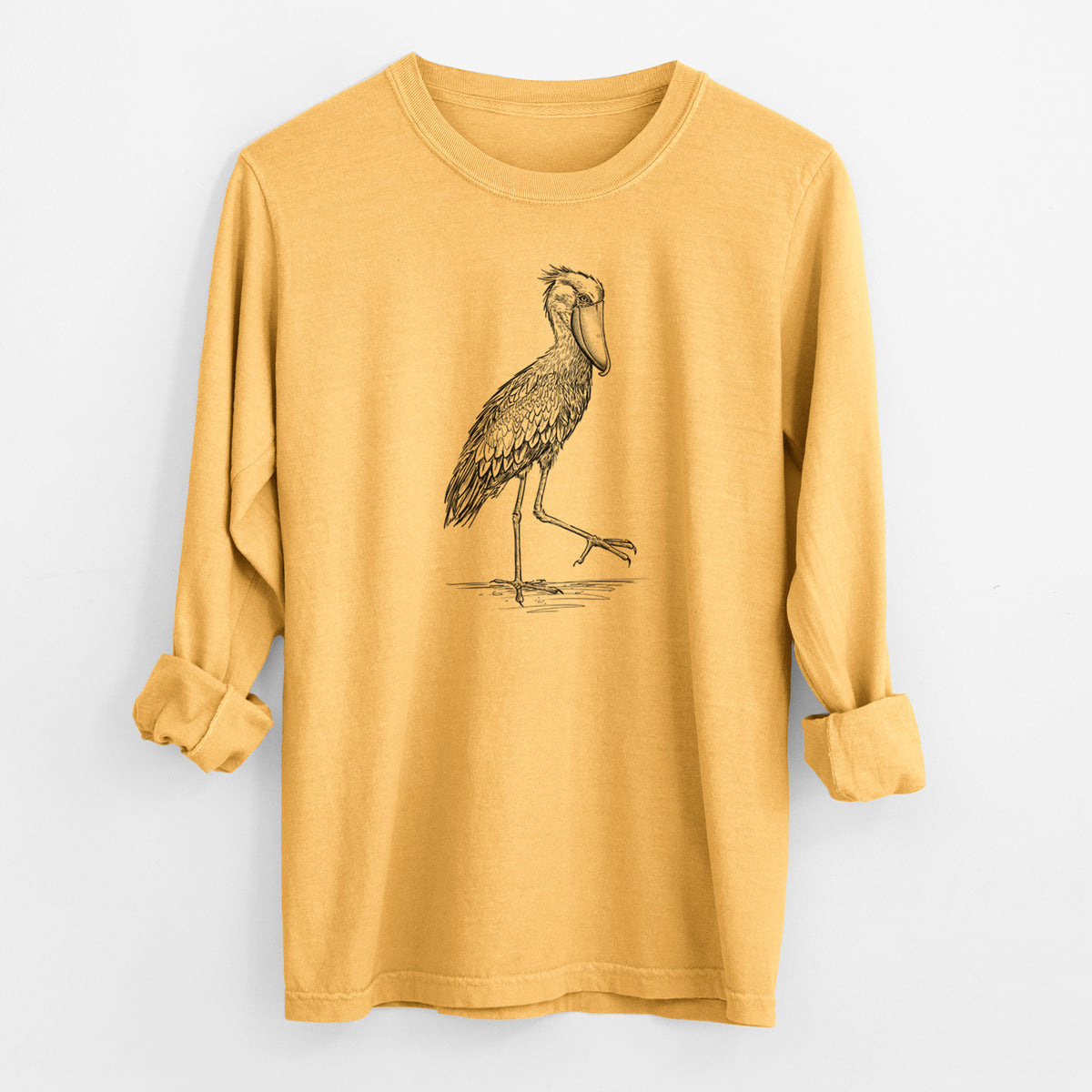 Shoebill Stork - Balaeniceps rex - Men&#39;s Heavyweight 100% Cotton Long Sleeve