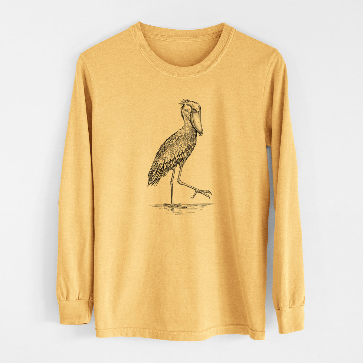 Shoebill Stork - Balaeniceps rex - Men&#39;s Heavyweight 100% Cotton Long Sleeve