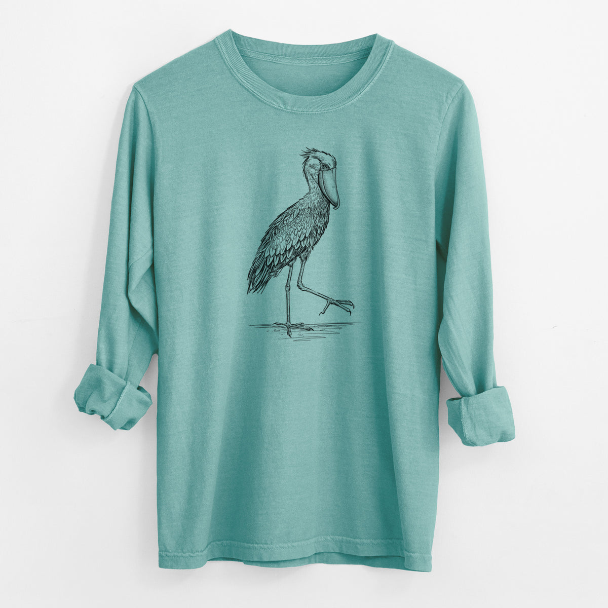 Shoebill Stork - Balaeniceps rex - Men&#39;s Heavyweight 100% Cotton Long Sleeve