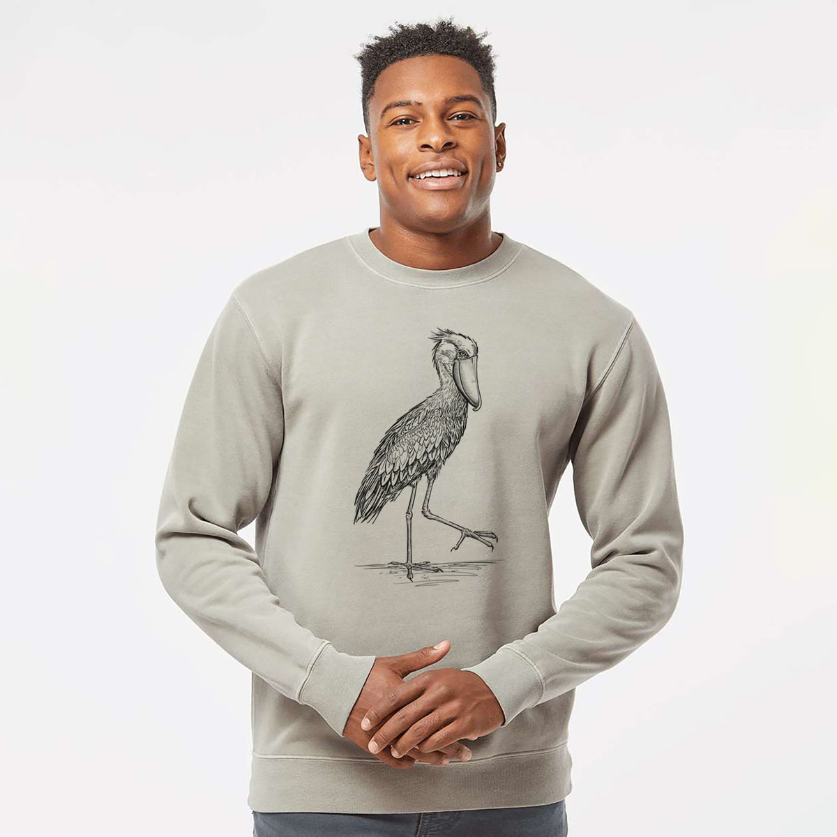 Shoebill Stork - Balaeniceps rex - Unisex Pigment Dyed Crew Sweatshirt